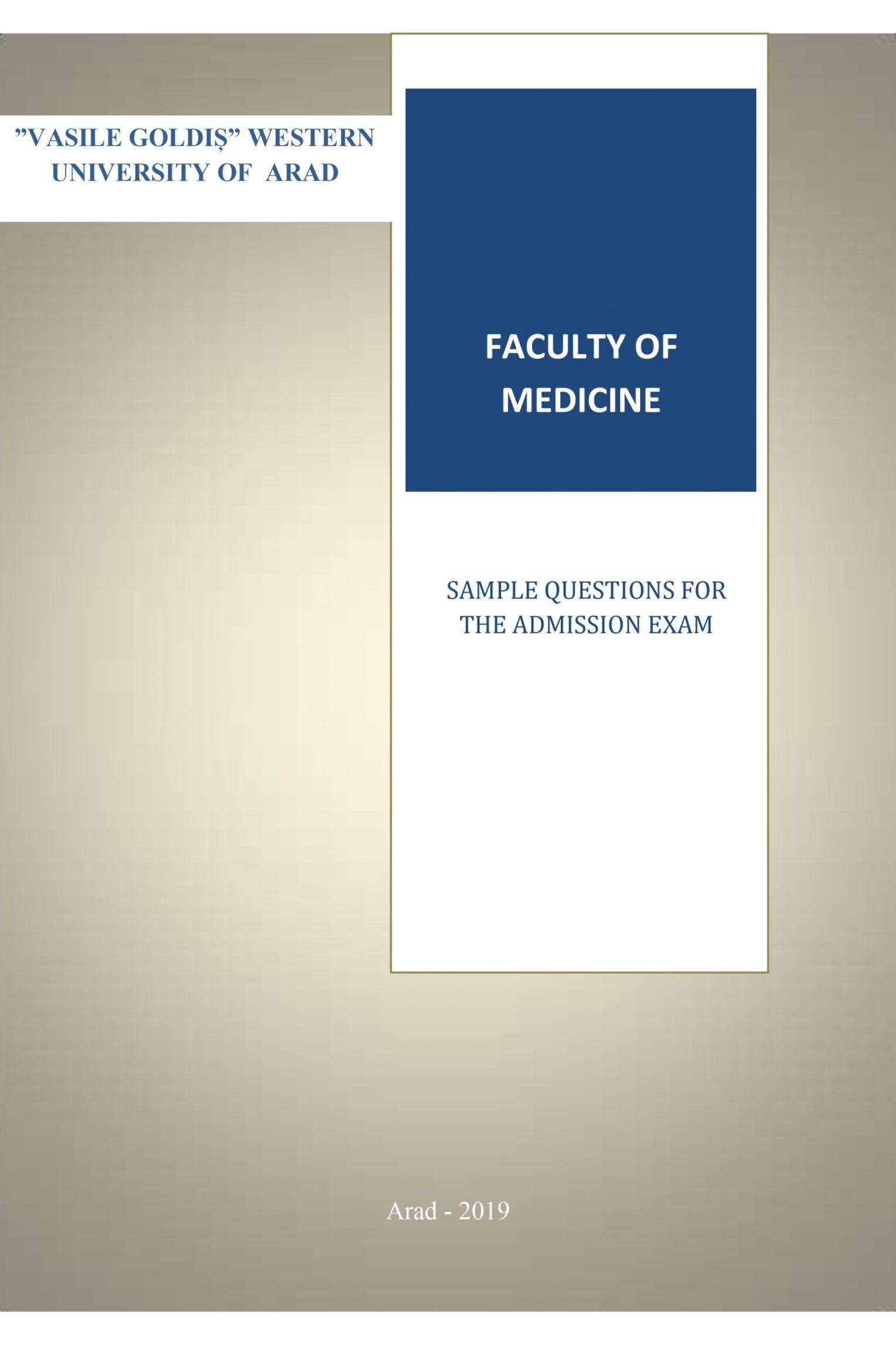 Sample questions for the admission exam - Medicine 2019, 2019 (eBook)